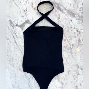 Abercrombie & Fitch “Seamless Halter Cutout Bodysuit” in color Black